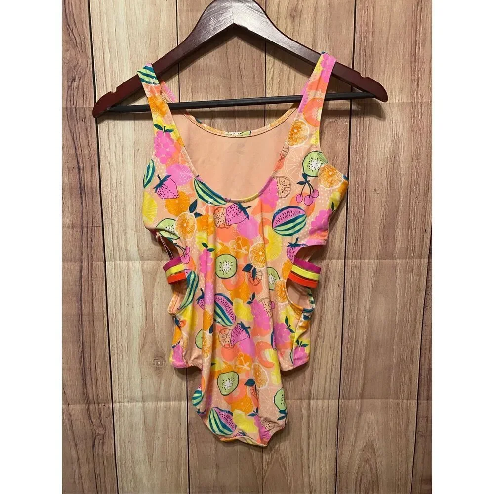 Gossip Girl size 16 NWT One piece swimsuit orange yellow pink fruit